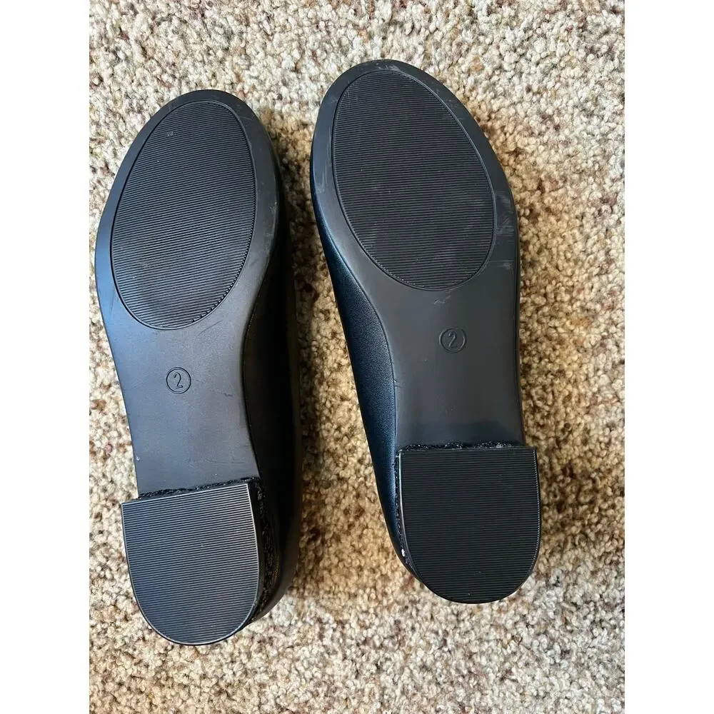 NWT Girls Sonoma Nariah Girls Dress Shoe, Size 2, Black, Glitter, Flats